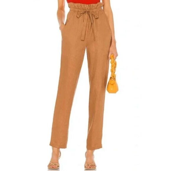 A.L.C Callum Linen Paper Bag Waist Pants Size 4 - Picture 2 of 8